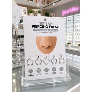 Set 5un Piercing Falso Argolla Nariz A Presi&oacute;n Sin Perforaci&oacute;n!