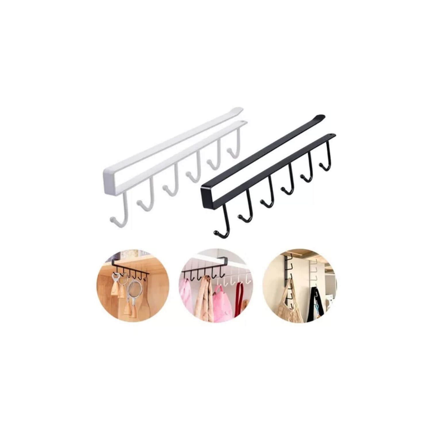 Colgador Organizador Soporte Tazas Utensilios Cocina Metal Negro image number 1.0