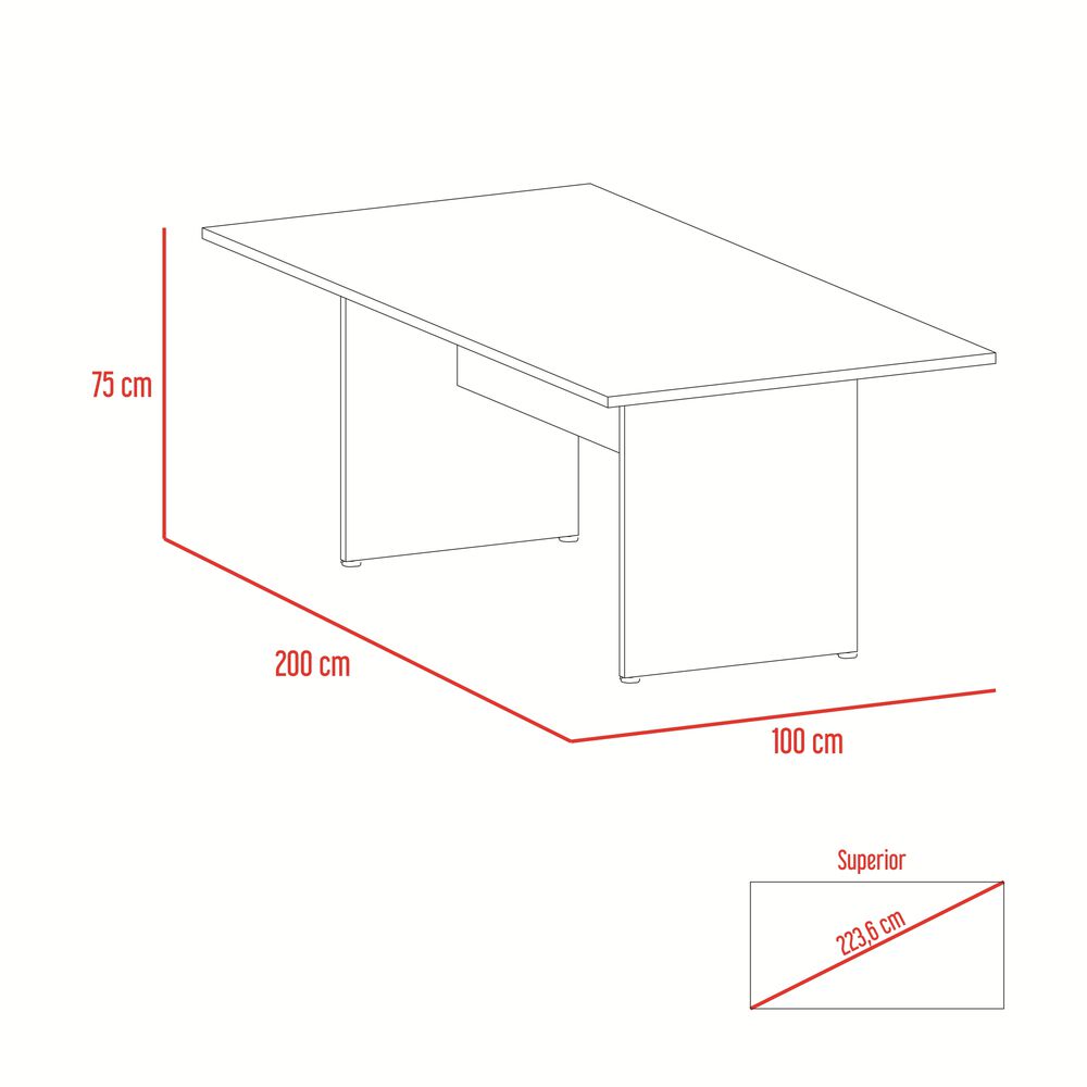 Mesa De Reunion 75x200x100 Cm Fm-054n - Negro Y Cafe Oscuro image number 7.0