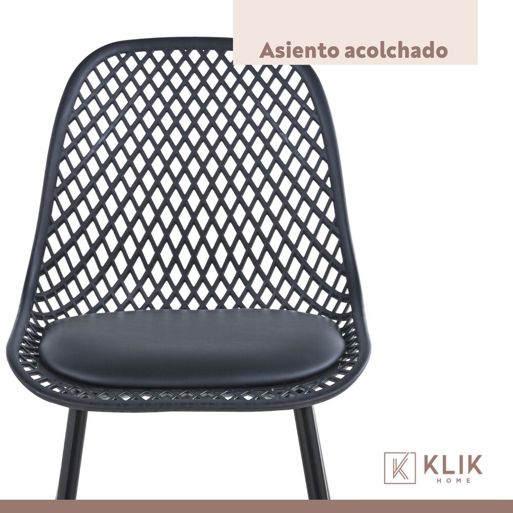 Comedor Mesa De Vidrio 120x80 + 6 Sillas Europa Negras image number 6.0