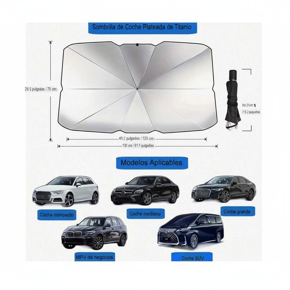 Quitasol Parabrisas Sombrilla Parasol Sol Protector Auto image number 8.0