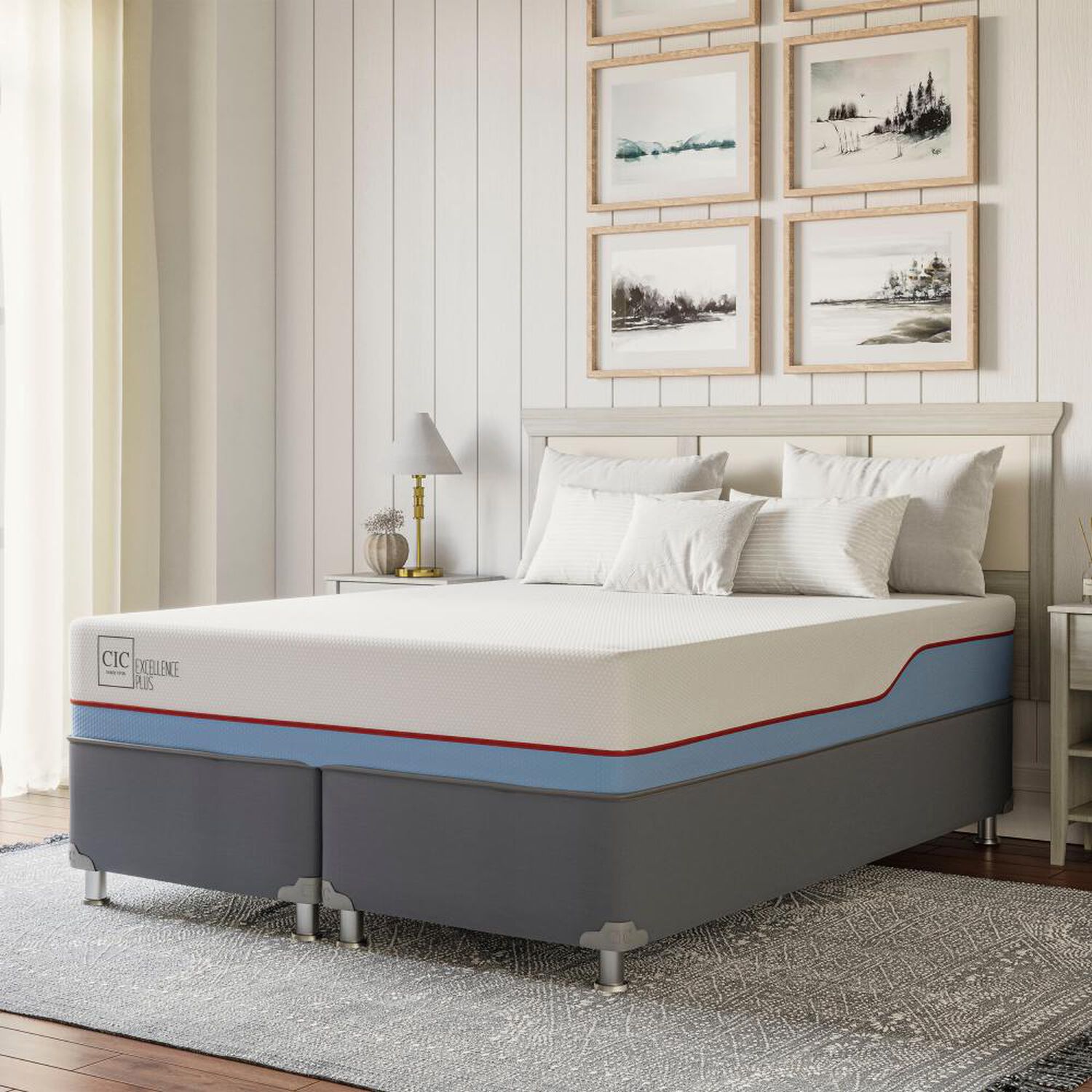 Cama Americana Cic Excellence Plus / 2 Plazas / Base Dividida + Almohadas image number 9.0