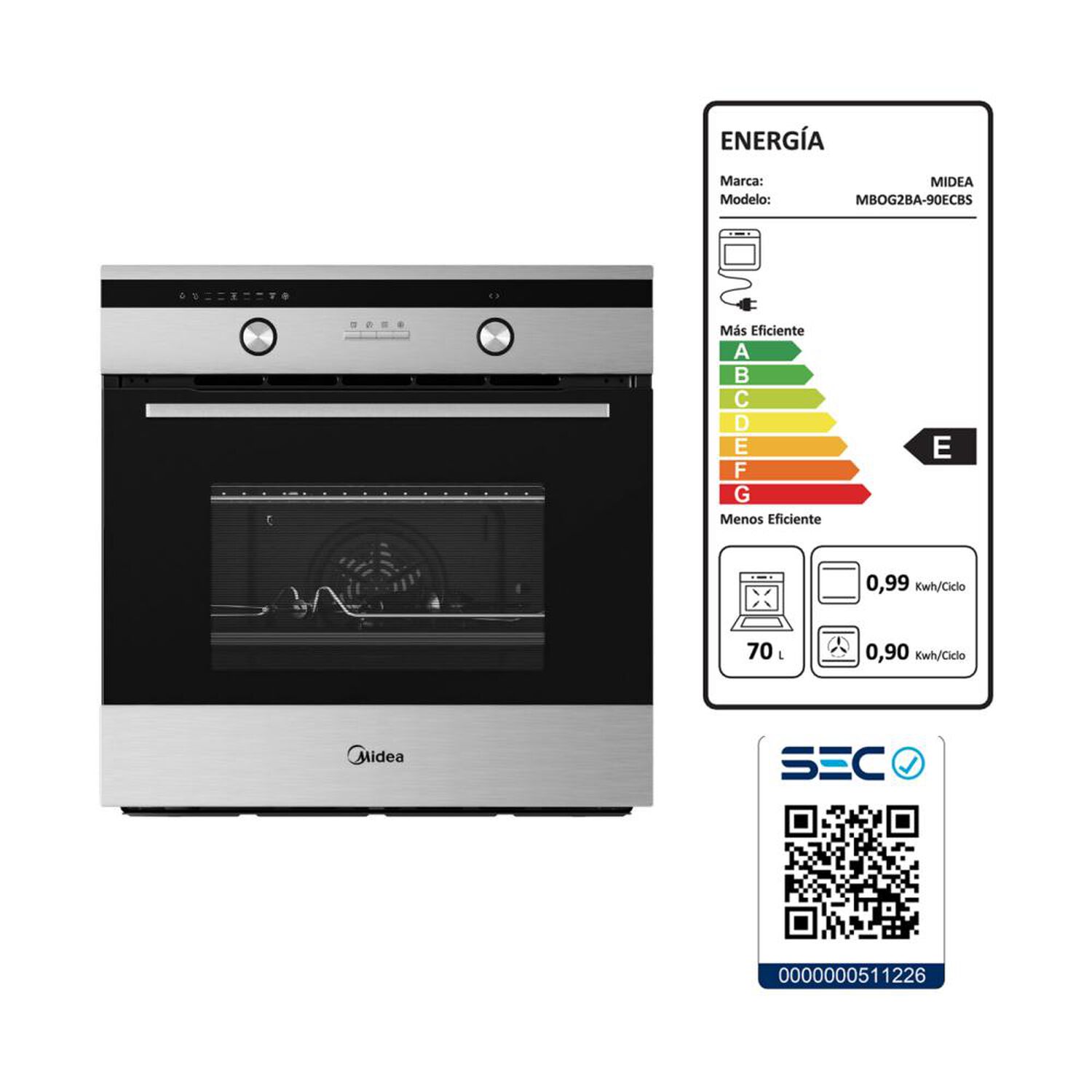 Horno Empotrado Midea MBOG2BA-90ECBS / 82 Litros image number 9.0