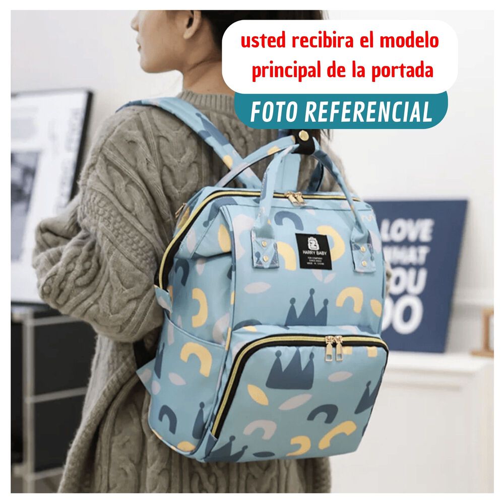 Mochila Maternal Oxford Bolso Pañalera Infantil Diseño Estampado Térmica E Impermeable Blue Sky image number 2.0
