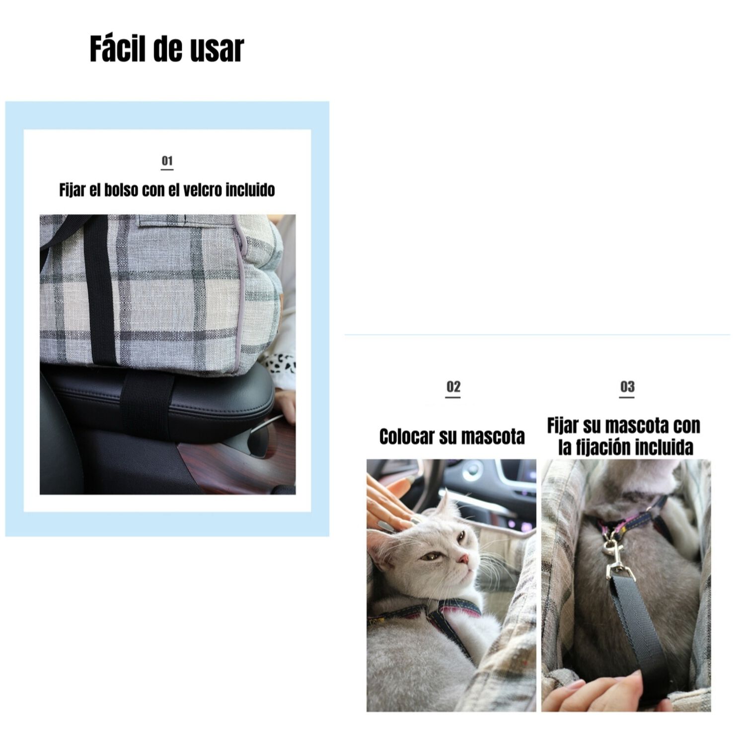 Bolso De Asiento Mascotas Portatil Transportador 2 En 1 Azul image number 1.0