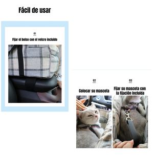 Bolso De Asiento Mascotas Portatil Transportador 2 En 1 Azul