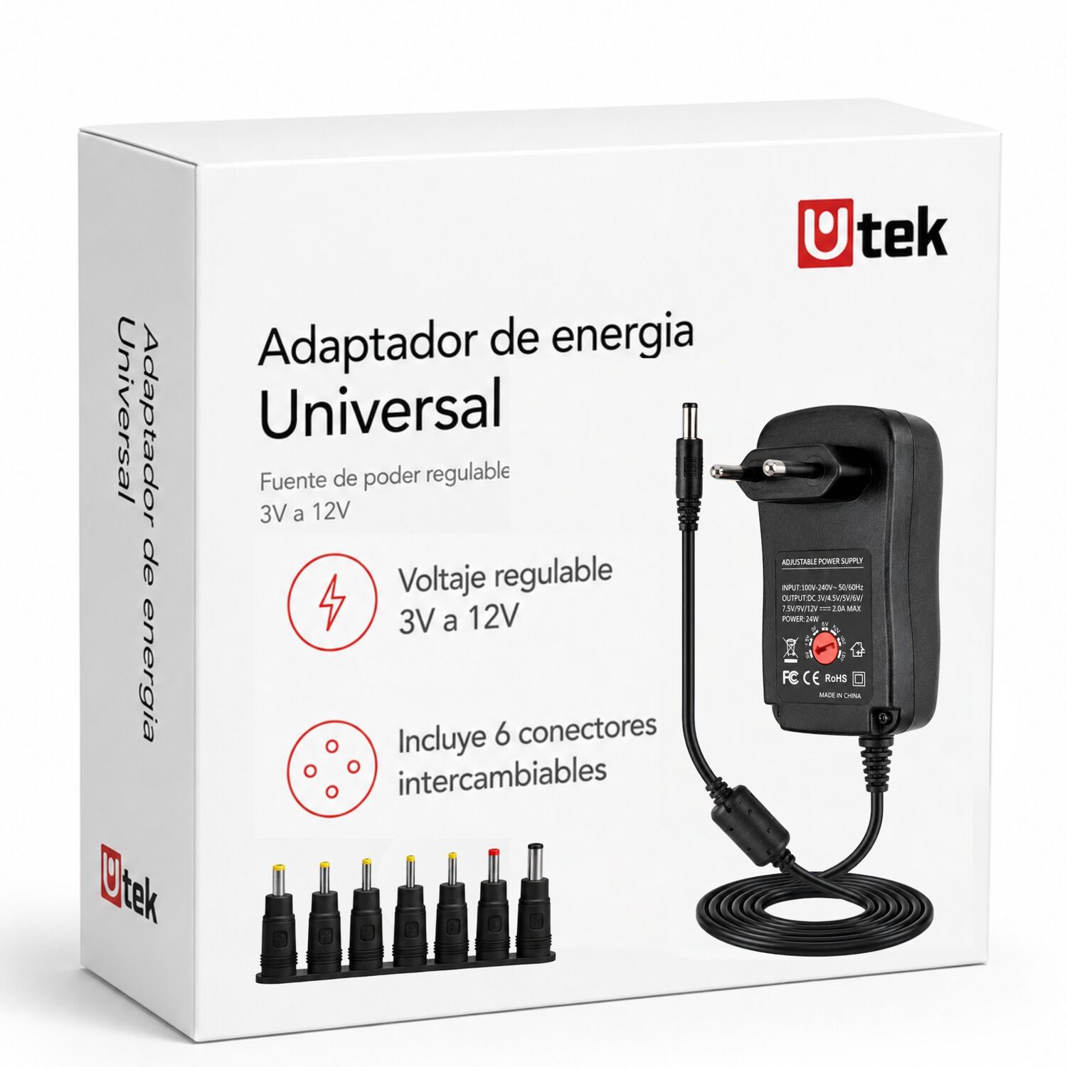 Transformador 12v Regulables 2a / 24w + 6 Plug Universales image number 6.0