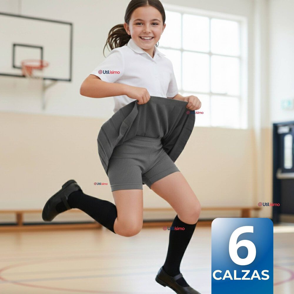 Pack 6 Calzas Cortas Escolar Pata Deportivas Ni&ntilde;a Color Gris image number 0.0