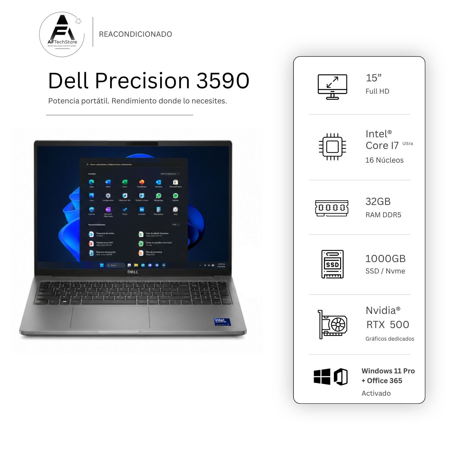 Notebook Dell 3590 Ultra 7 Npu/ai Boost 32gb 1tb Edición Exclusiva Win Office Reacondicionado