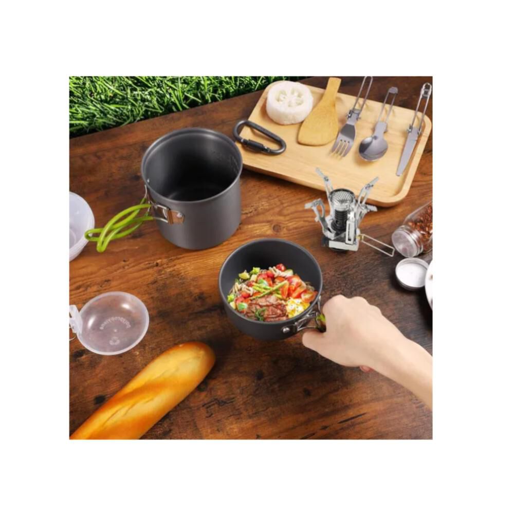 Set Ollas Camping Con Cocinilla Cubiertos 10 Piezas Acampada image number 10.0