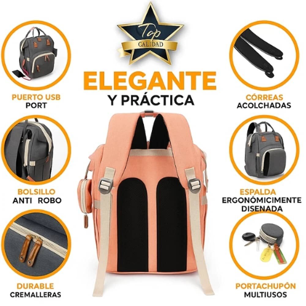 Mochila Pa&ntilde;alera Bolso Maternal Mudador Infantil Para Bebe image number 4.0