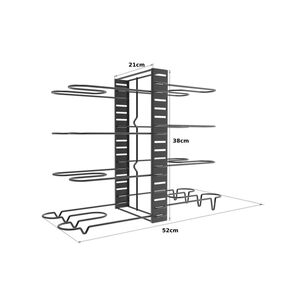 Estante Organizador 8 Ollas Sartenes Platos Cocina Ajustable Negro