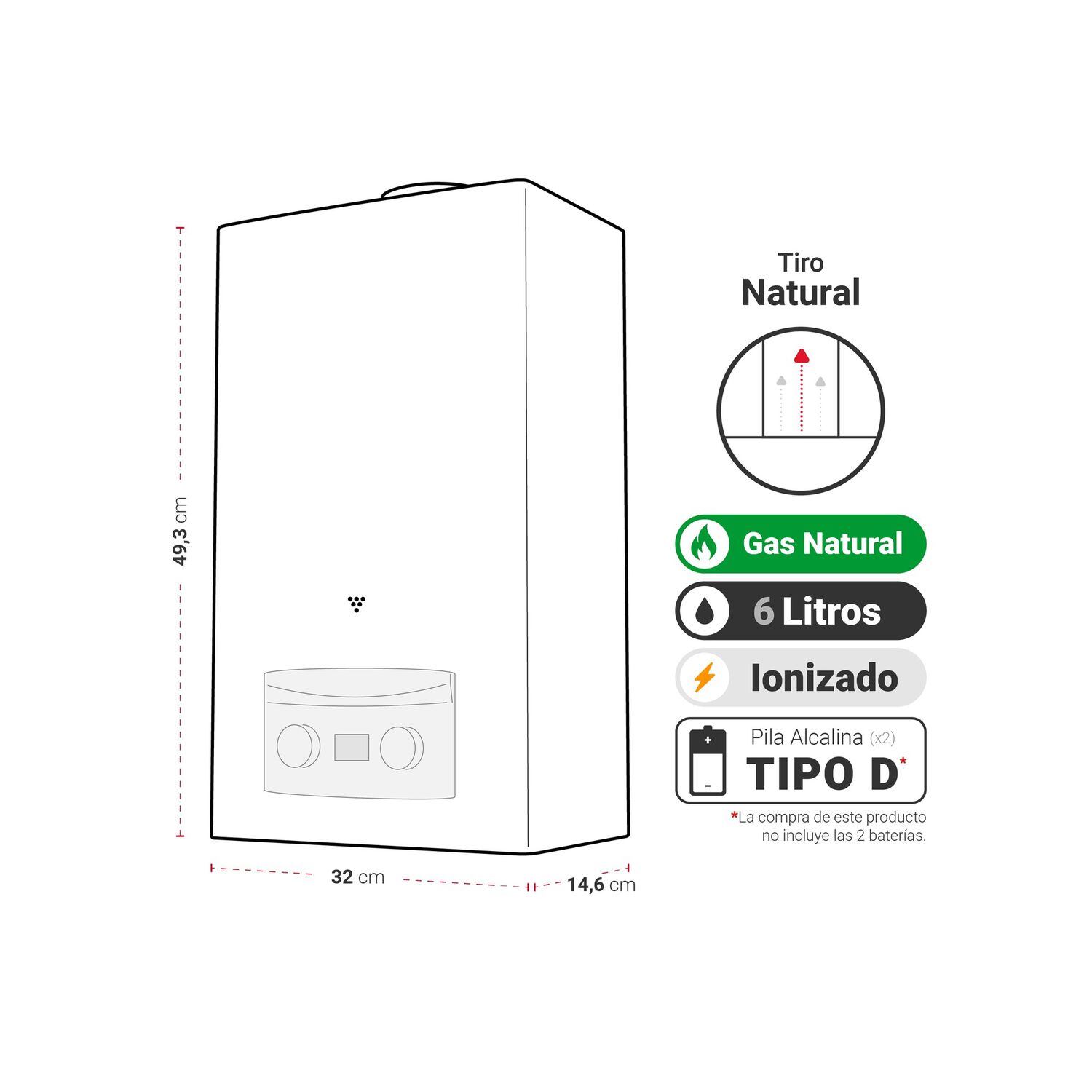 Calefont Albin Trotter 6 Litros Tiro Natural Gas Natural image number 5.0