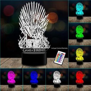 L&aacute;mpara 3d 7 Color Game Of Throne Iron Throne Got