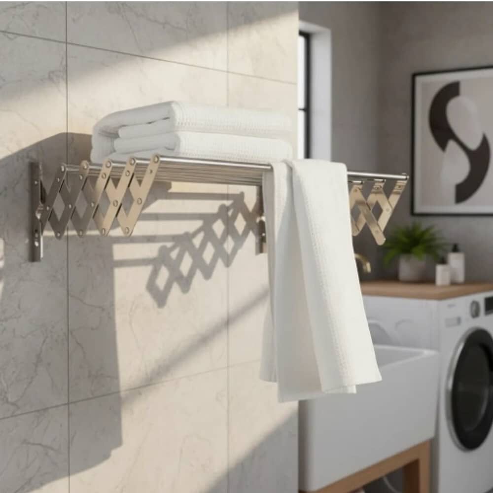 Toallero De Ba&ntilde;o Retr&aacute;ctil De Acero Inoxidable 5 Polos 80cm image number 0.0