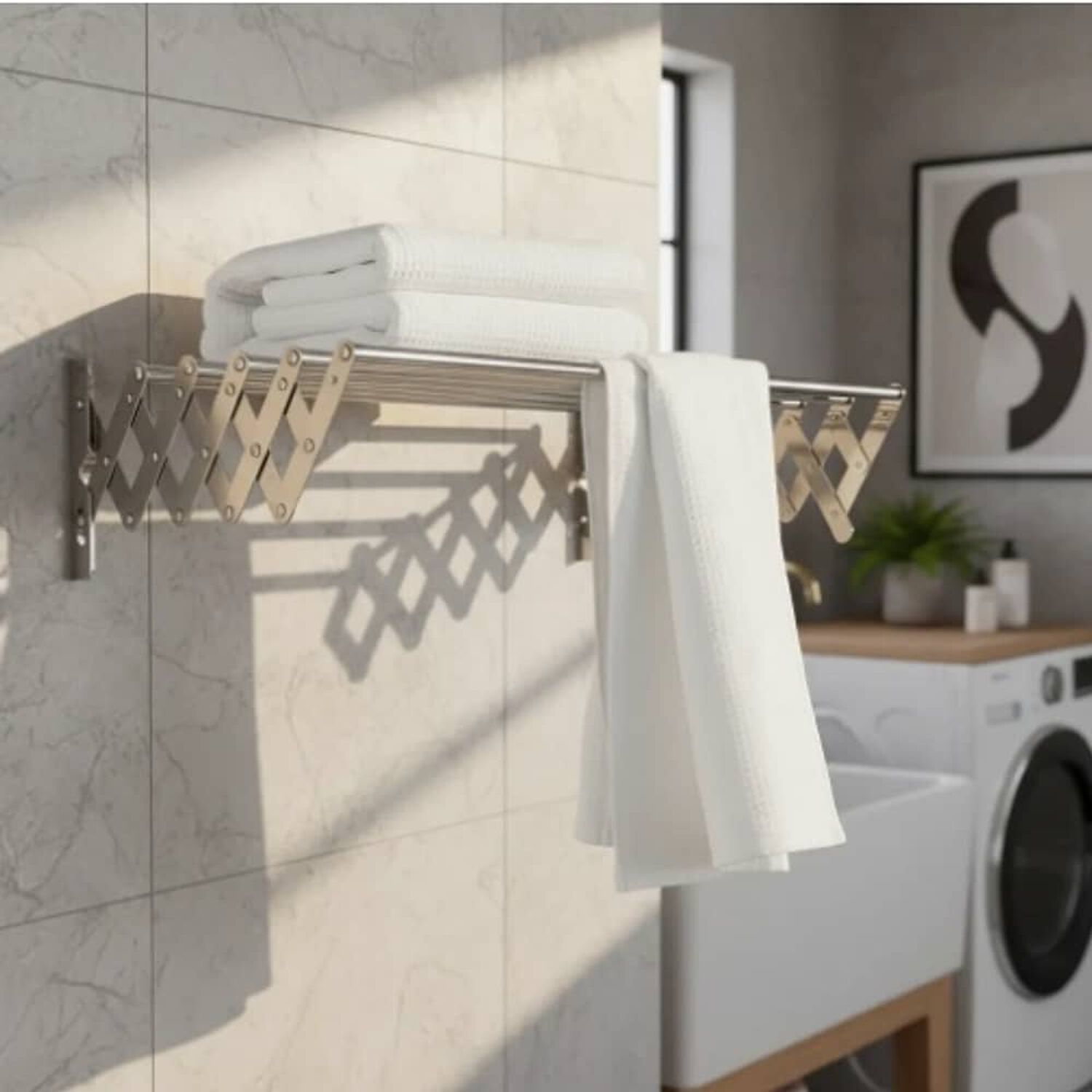 Toallero De Ba&ntilde;o Retr&aacute;ctil De Acero Inoxidable 5 Polos 80cm image number 0.0