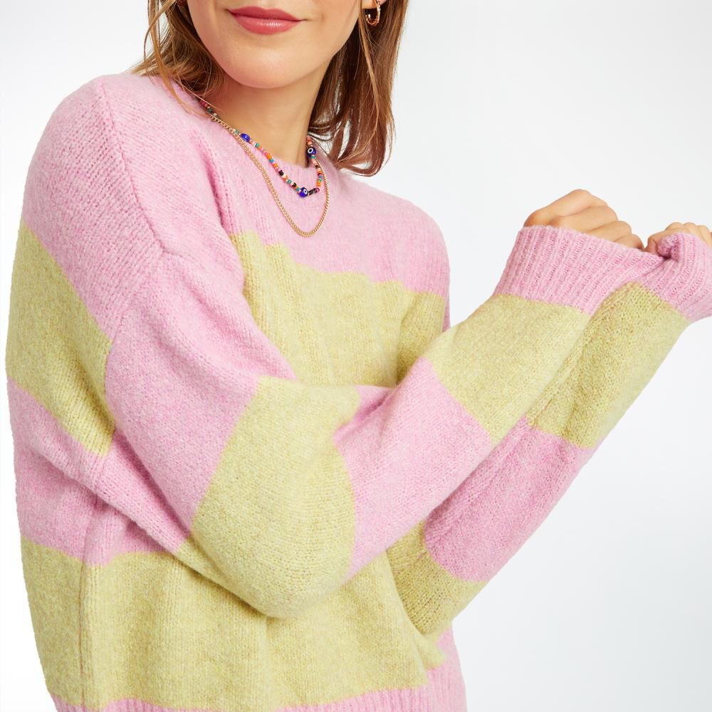 Sweater Tejido Con Franjas Cuello Redondo Mujer Freedom image number 4.0