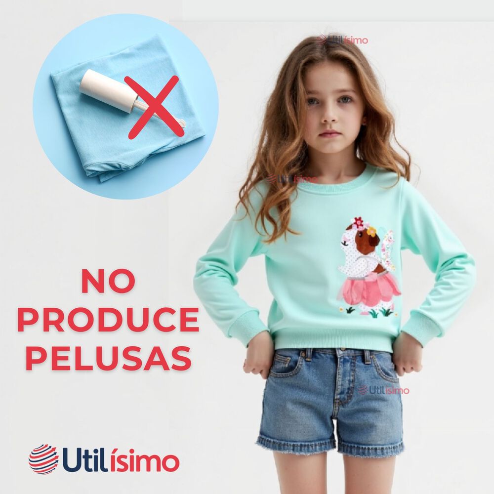 Poler&oacute;n Ni&ntilde;a Manga Larga 100% Algod&oacute;n Turquesa Hamster image number 6.0