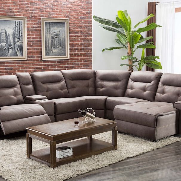 Sof&aacute; Seccional Reclinable Moderno Caf&eacute; Grand