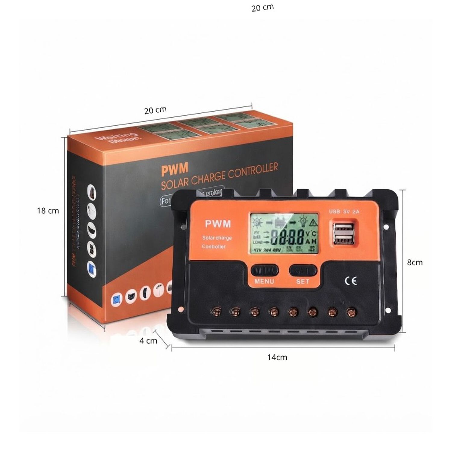 Controlador De Carga Solar Pwm 12v 24v Con Pantalla Lcd Y Usb 5v image number 1.0