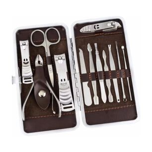Set Manicura 12 Piezas Cuidado U&ntilde;as Pedicura 15cm Plata