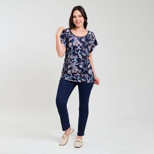 Polera Full Print Manga Corta Cuello Redondo Mujer Sexy Large