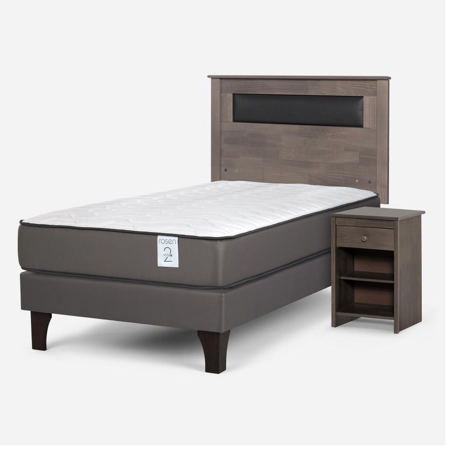 Cama Europea Rosen New Style 2 Plus / 1 Plaza / Base Normal + Set De Maderas image number 1.0