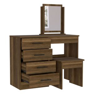 Mueble Tocador Con Espejo Y 4 Cajones + Silla