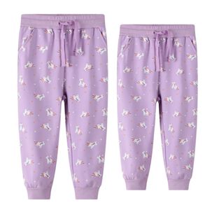 Pantal&oacute;n Buzo Ni&ntilde;a 100% Algod&oacute;n Lila Unicornios