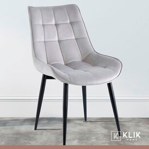 Comedor Mesa Redonda De Vidrio Cross 120cm + 5 Silla Macron Terciopelo - Gris