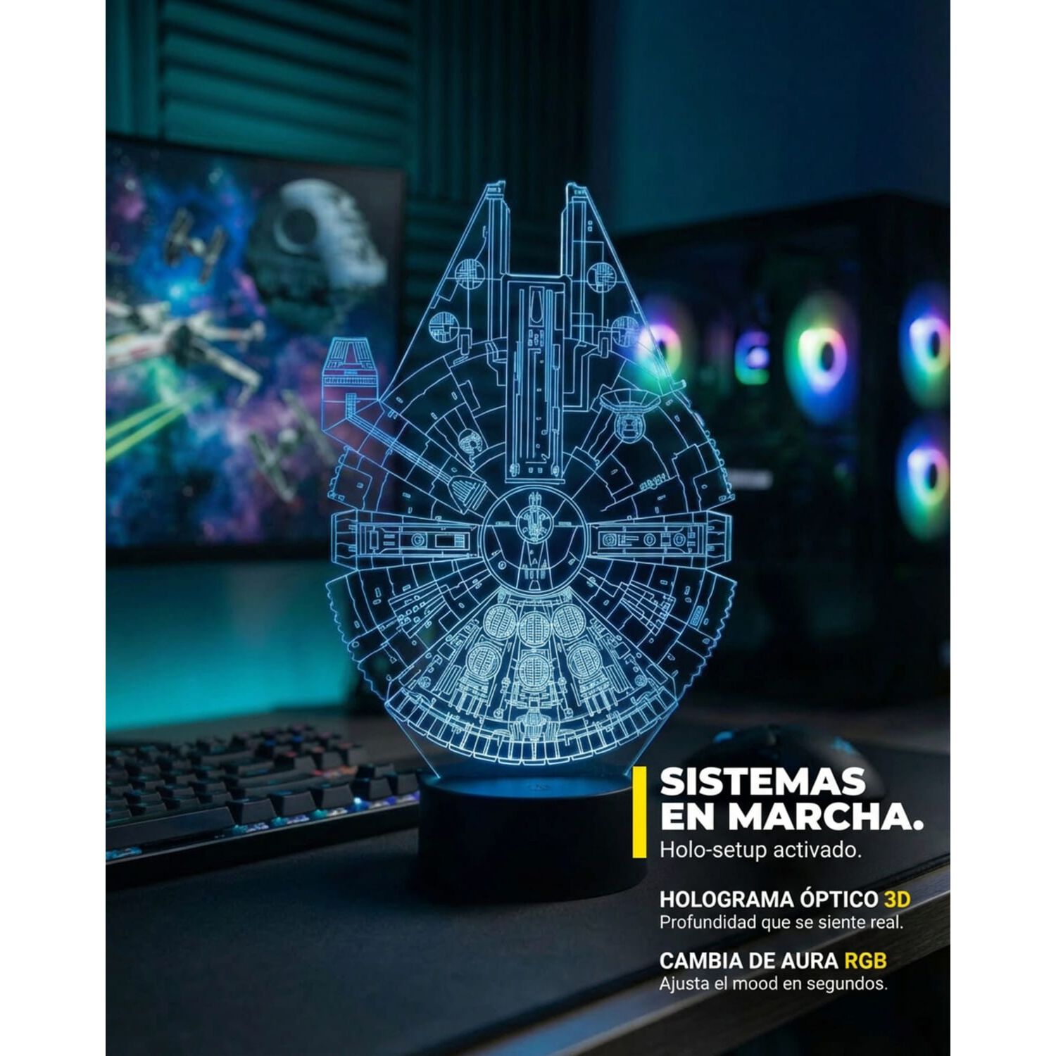 Lampara 3d Star Wars Halcon Milenario image number 6.0