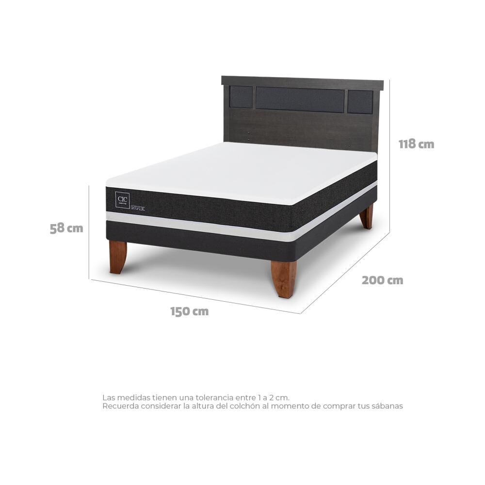 Cama Europea Cic Ortopedic / 2 Plazas / Base Normal + Respaldo image number 3.0