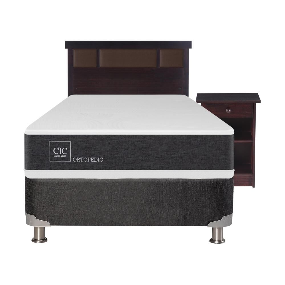 Box Spring Cic Ortopedic / 1.5 Plazas / Base Normal  + Set De Maderas image number 0.0