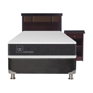 Box Spring Cic Ortopedic / 1.5 Plazas / Base Normal  + Set De Maderas