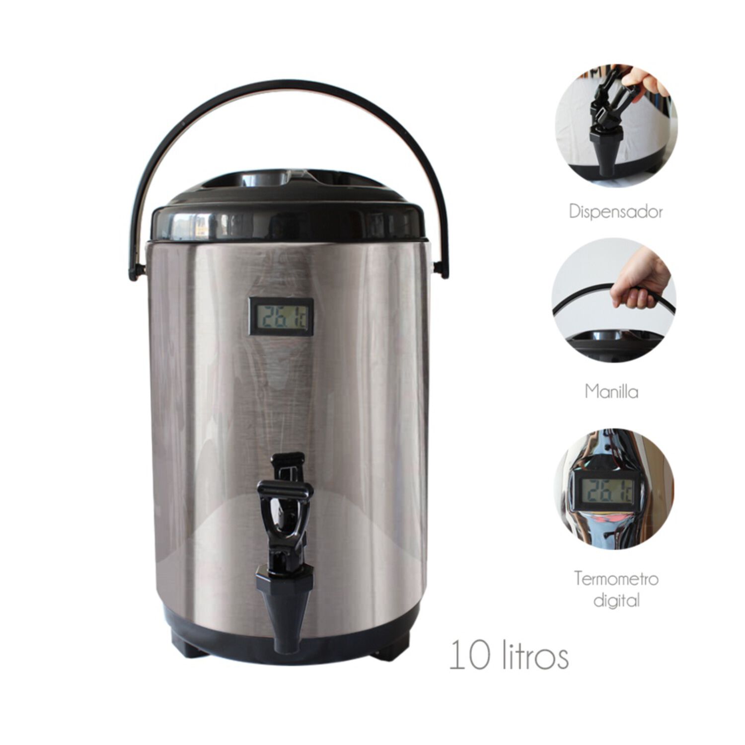 Termo Acero Inoxidable 10 Litros Con Visor De Temperatura image number 2.0