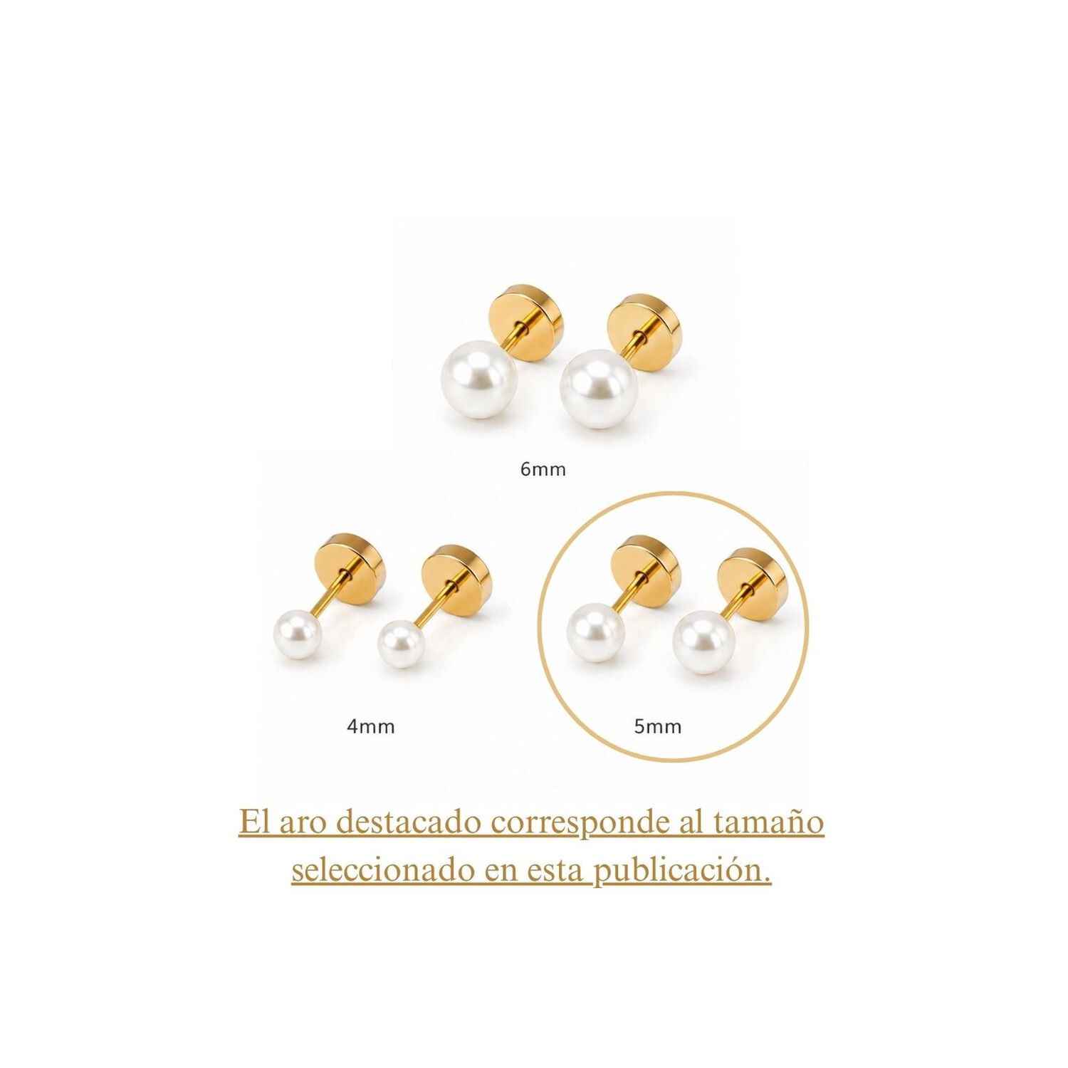 Aros Abridores Perla Casquillo 5mm N2 Oro 14k Beb&eacute; Dorado image number 3.0