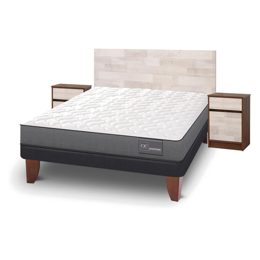 Cama Europea Cic Anatomic / 2 Plazas / Base Normal + Set De Maderas image number 2.0
