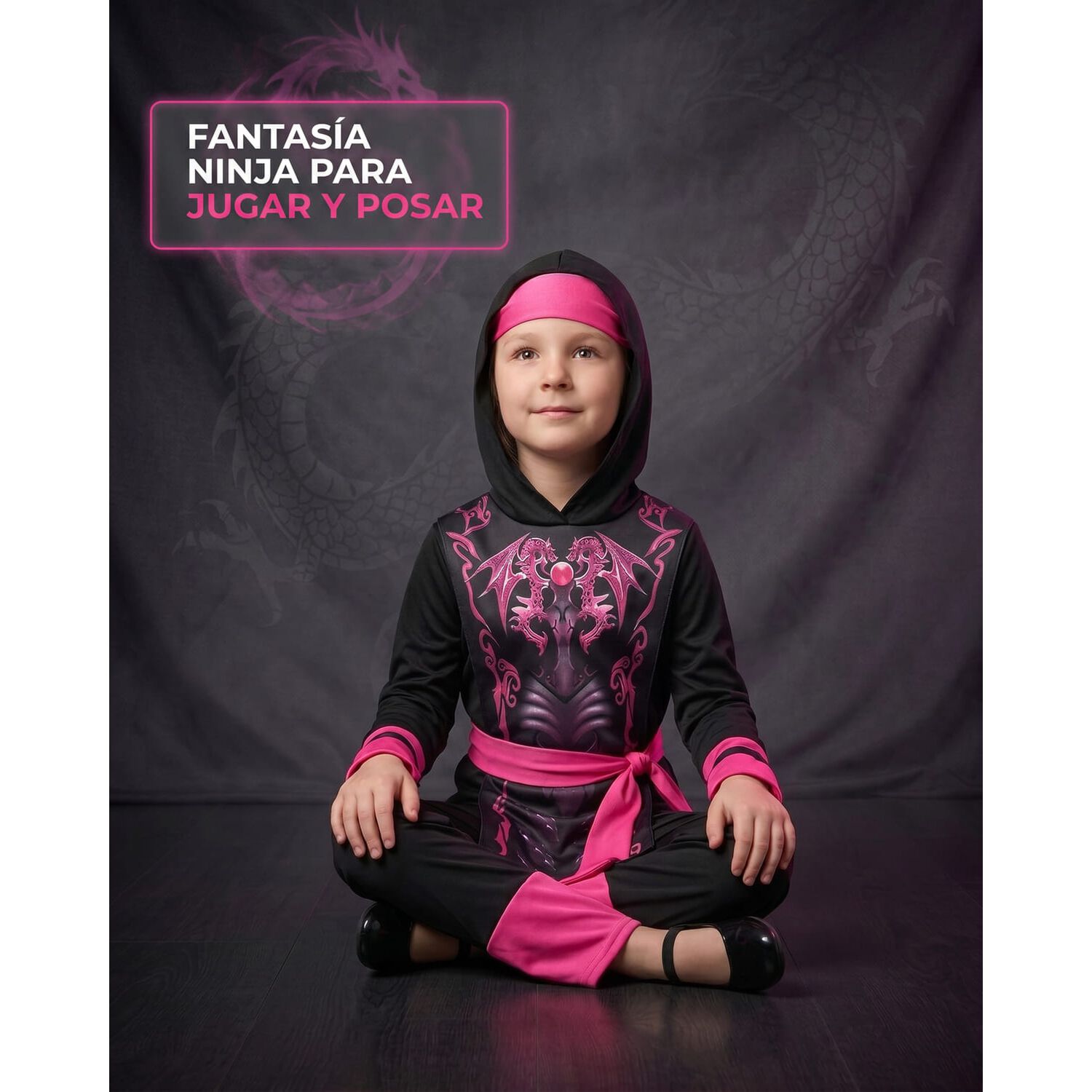 Disfraz Premium Ninja Dragon Esqueleto Camuflaje Infantil image number 13.0