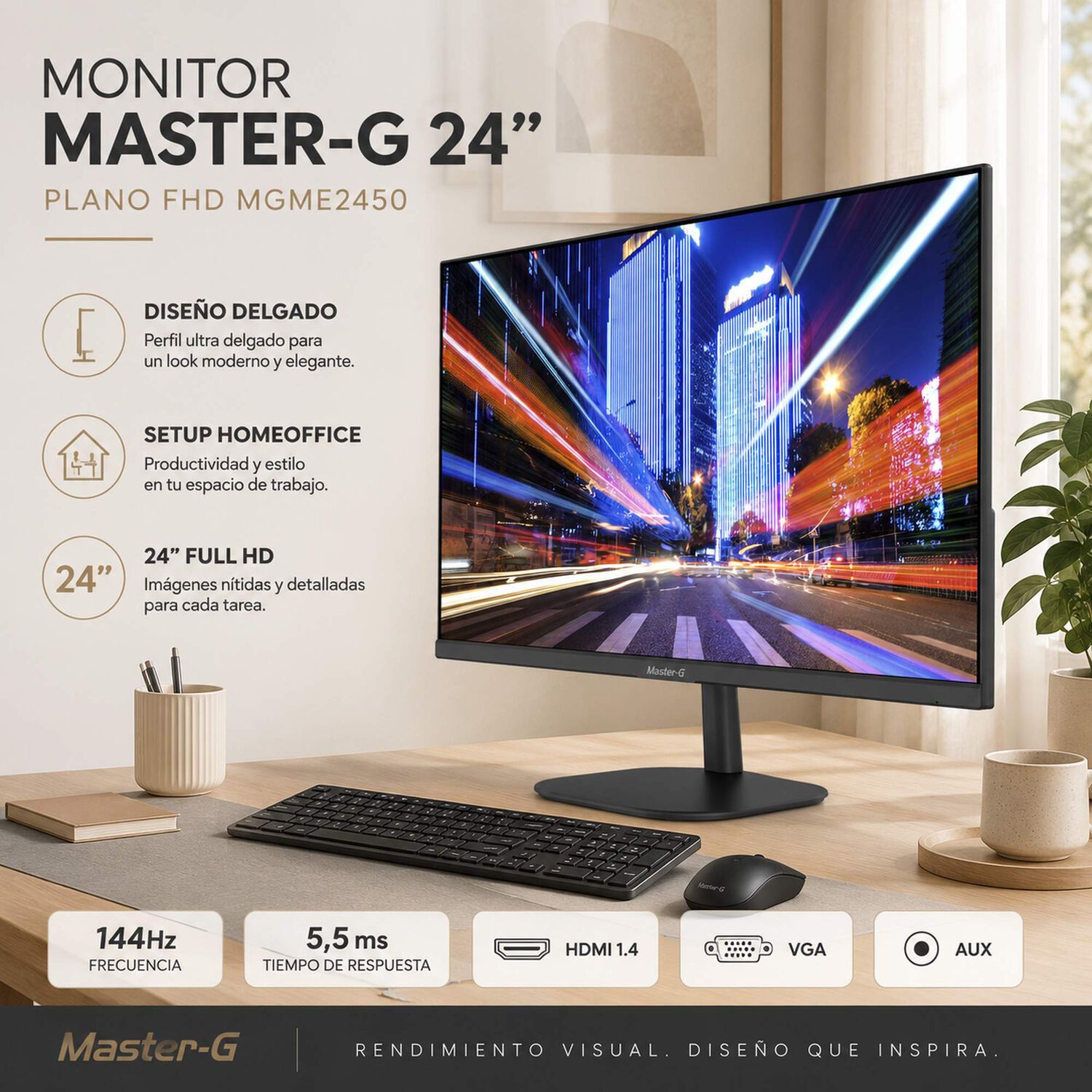 Monitor De Pc 24" Full Hd Ips 144hz 5,5ms Mgme2450 Master-g image number 3.0