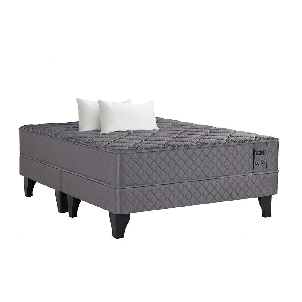 Cama Europea Celta Castello / 2 Plazas / Base Dividida + Almohadas image number 0.0