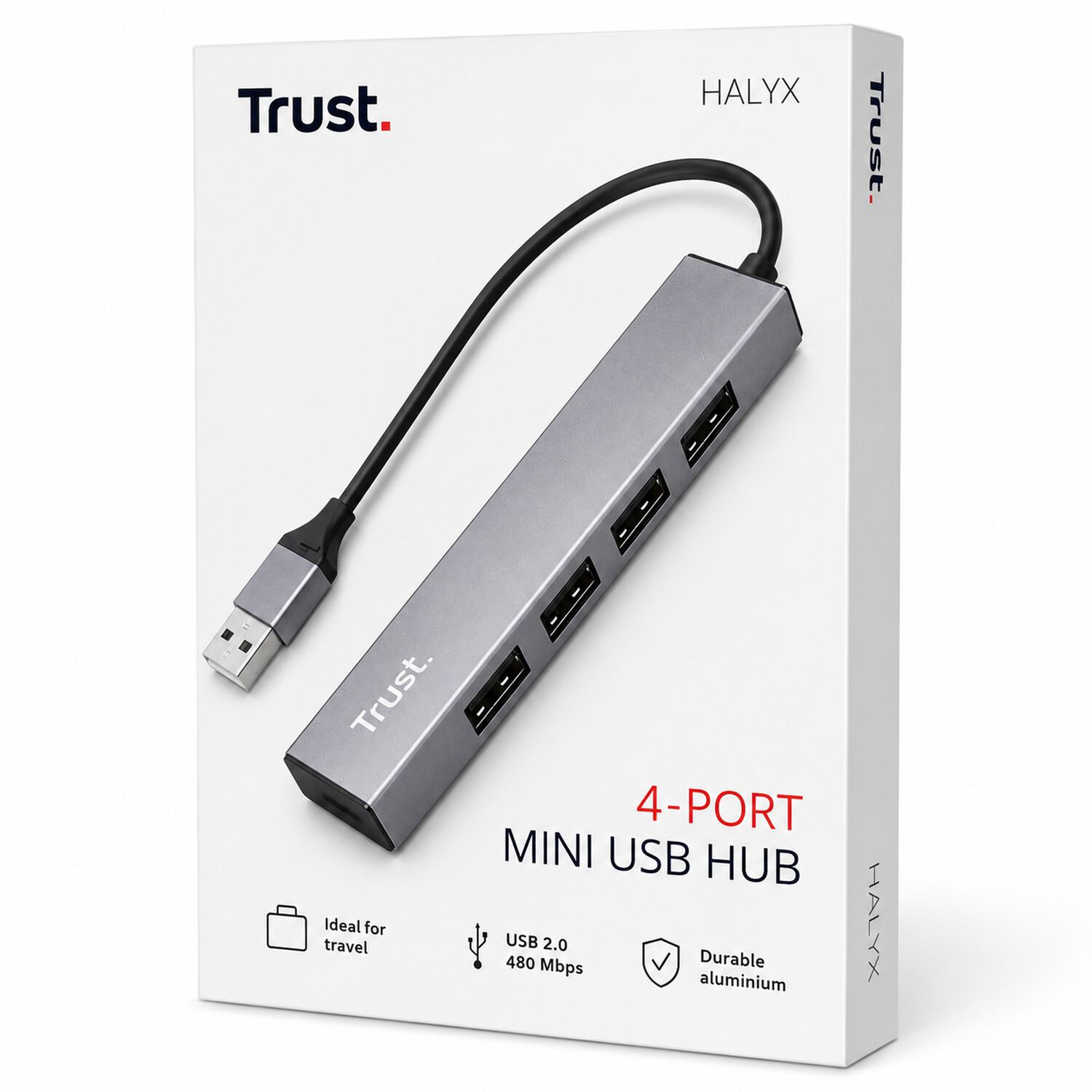 Hub Usb Trust Halyx 4 Puertos Usb 2.0 Flat Aluminium High Speed image number 1.0