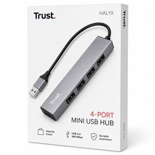 Hub Usb Trust Halyx 4 Puertos Usb 2.0 Flat Aluminium High Speed