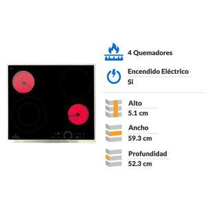 Encimera Vitrocer&aacute;mica Ursus Trotter Vitro UT-VCT 4P Inox / 4 Quemadores&nbsp;