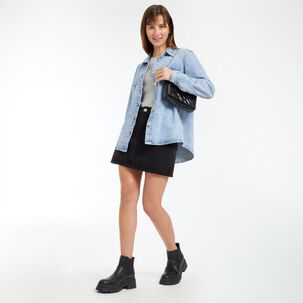Chaqueta Denim Oversize Cuello Camisero Mujer Freedom