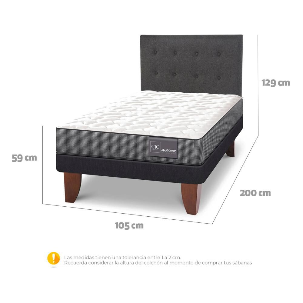 Cama Europea Cic Anatomic / 1.5 Plazas / Base Normal + Respaldo image number 2.0
