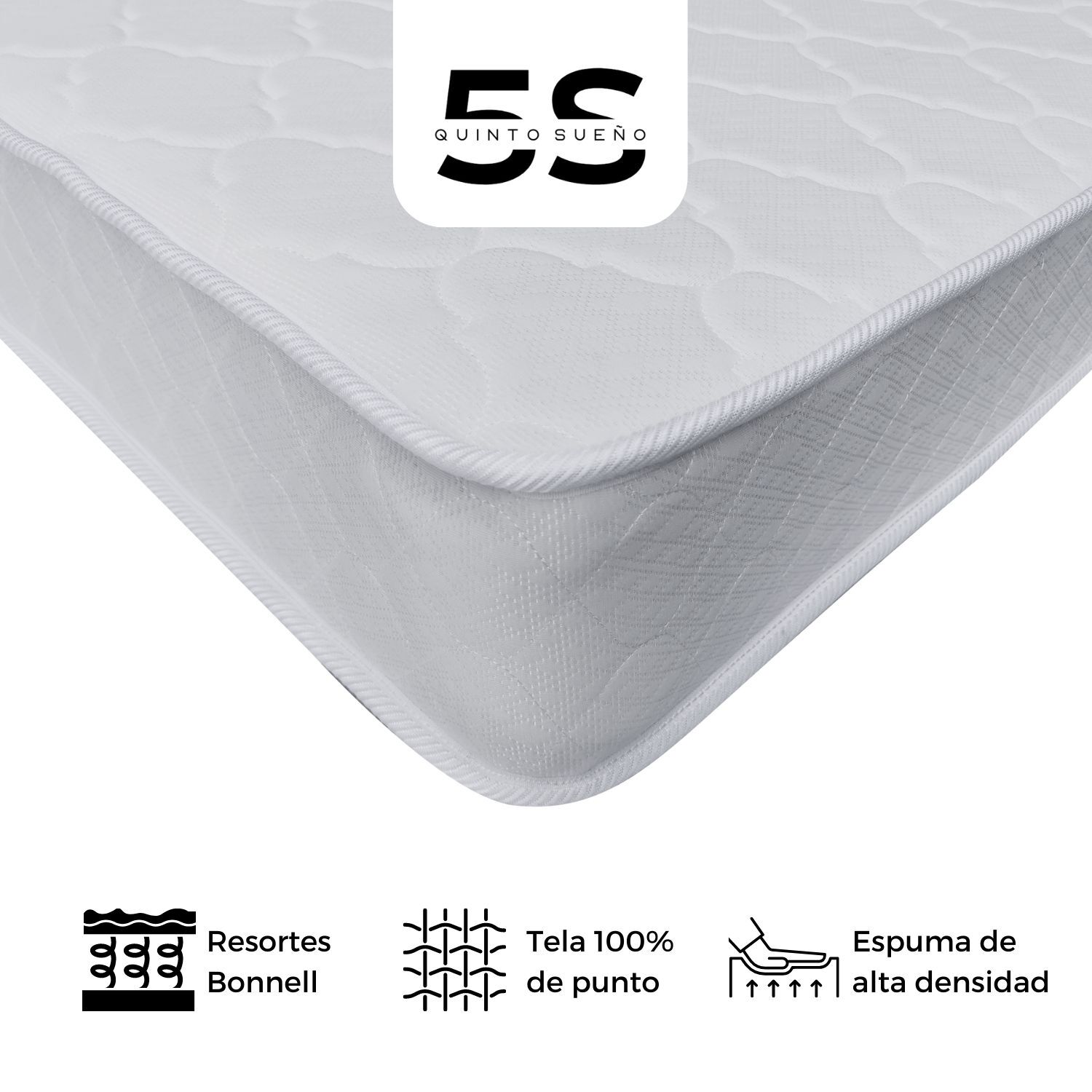 Cama Europea 1 Plaza Luna 90x190 Cm Base Colch&oacute;n Madera Negro image number 4.0