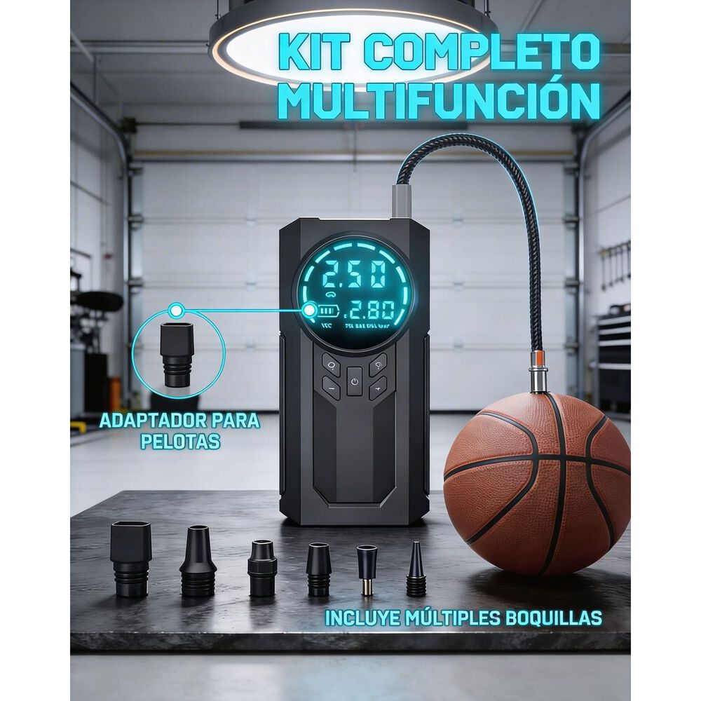 Mini Compresor Inflador 150 Psi Bater&iacute;a 6000mah Auto Moto image number 2.0