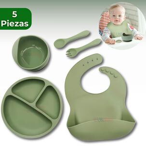 Set De Alimentaci&oacute;n Beb&eacute; Silicona 5 Piezas Libre Bpa Colores Surtidos