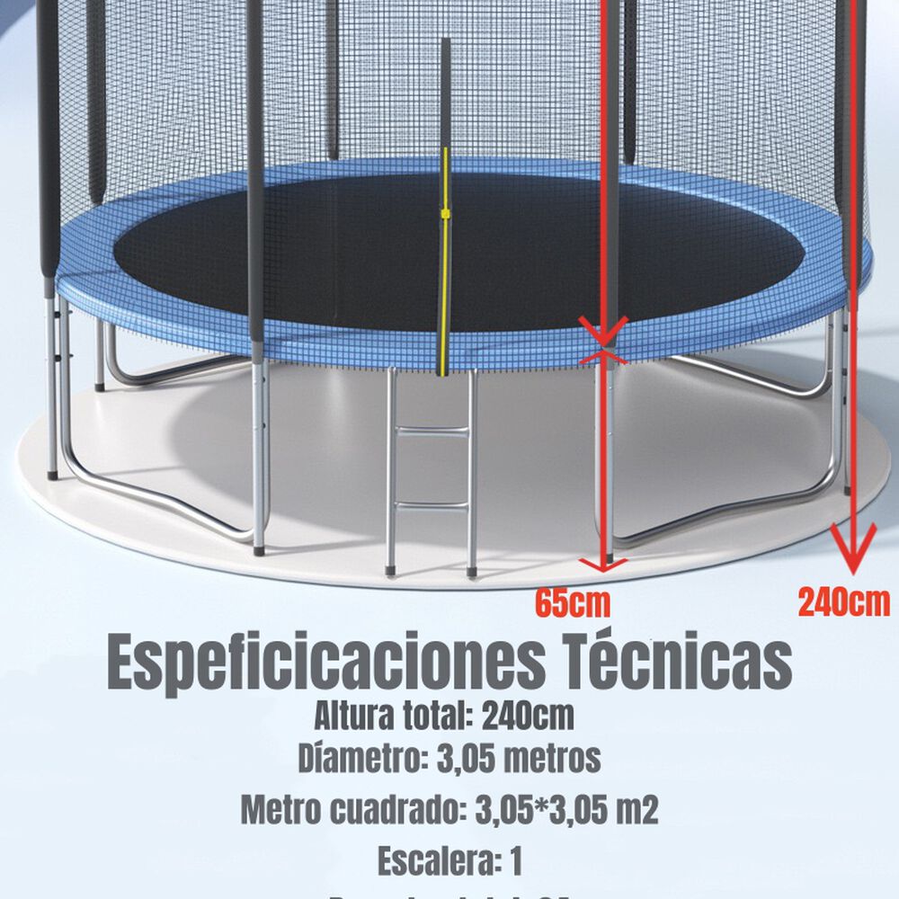 Cama Elástica Trampoline 305cm Con Escalera Lubabycas image number 3.0