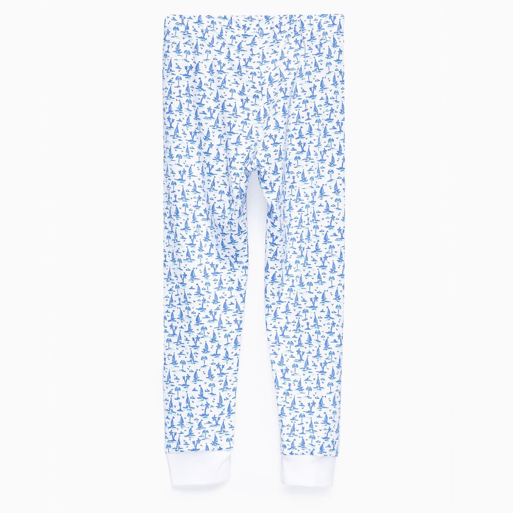 Pijama Blanco Palmeras Azul Algodón Peruano image number 6.0